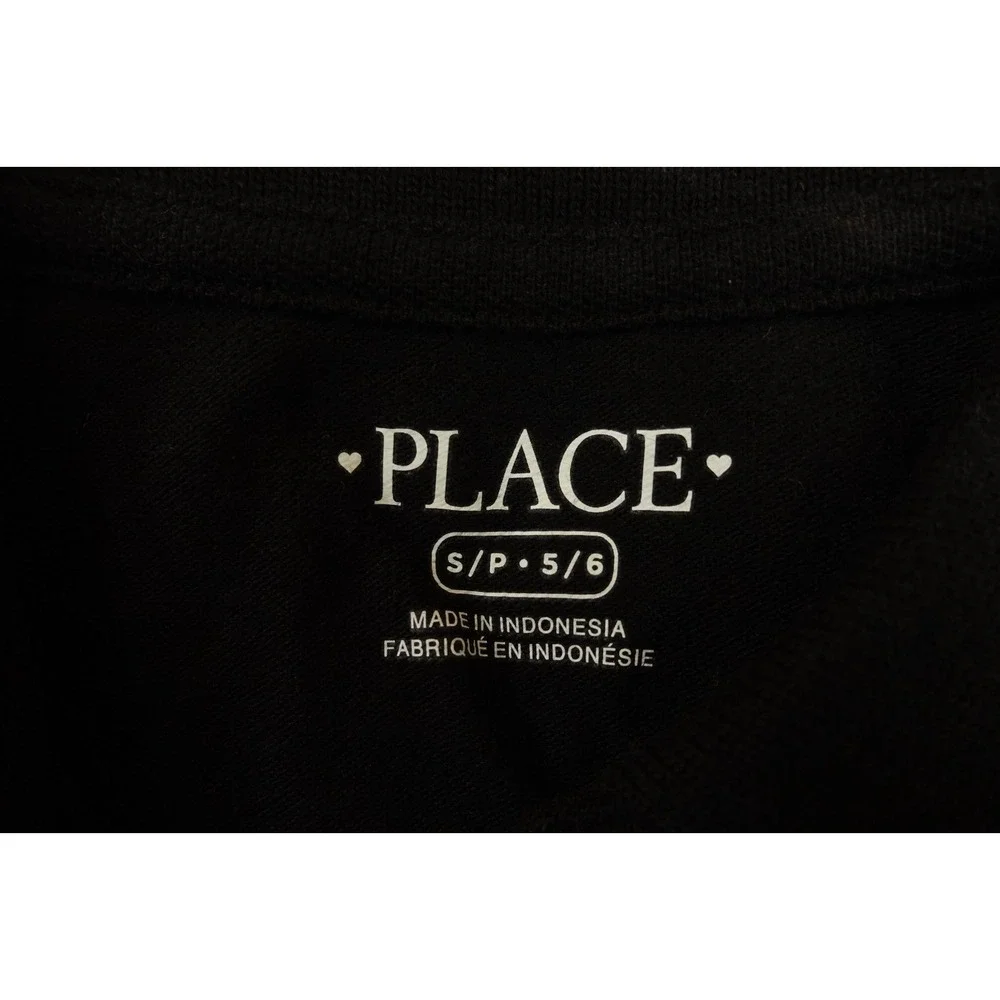The Childrens Place Girls 5/6 Black Uniform Short Sleeve Pique Polo Dress NWT